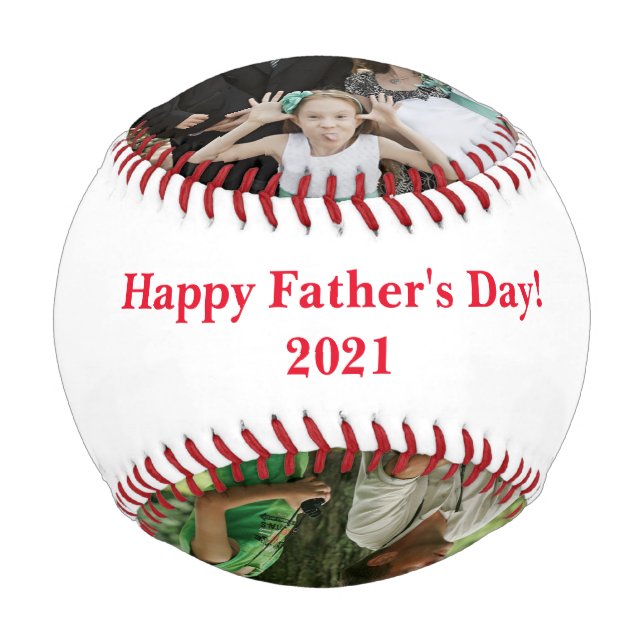 Personalized Father's Day Three Photo Baseball (Front)
