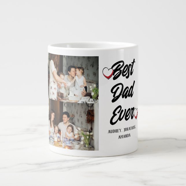 Personalized father's Day, two photo collage gift Giant Coffee Mug (Front)