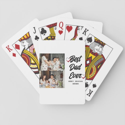 Personalized fathers Day two photo collage gift Poker Cards