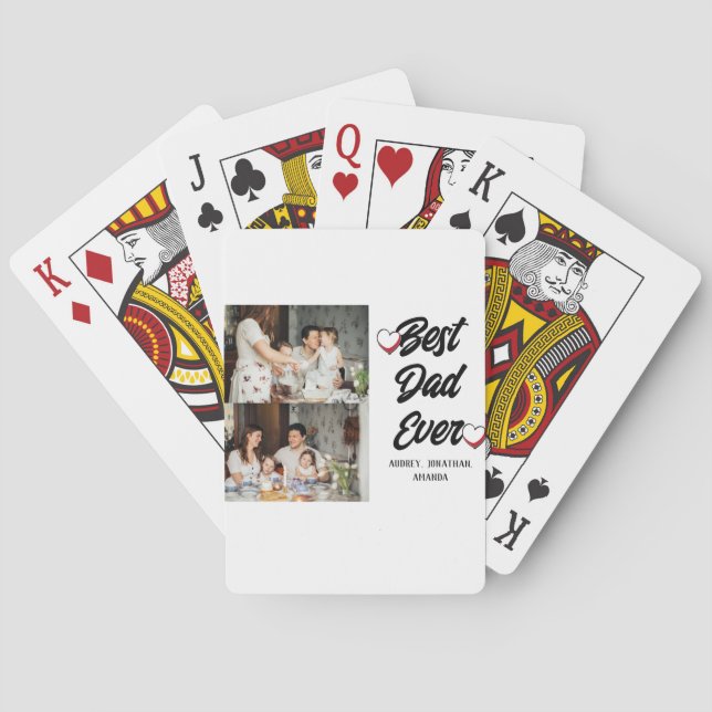 Personalized father's Day, two photo collage gift Poker Cards (Back)