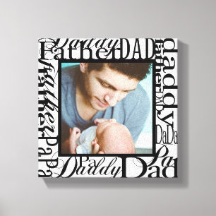 Personalized Father's Day Word Collage White Canvas Print