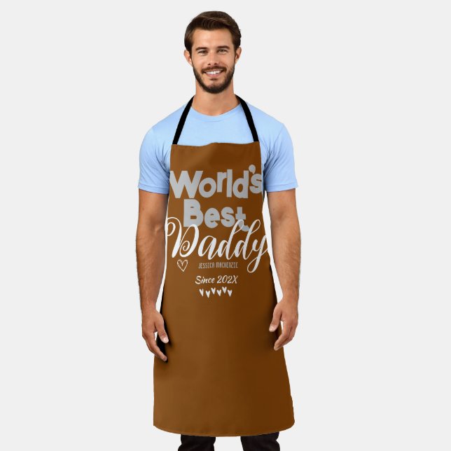 Personalized Fathers Day, world's best daddy gift  Apron (Worn)