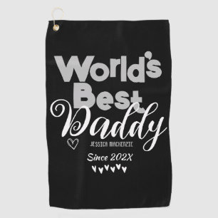 Personalized Fathers Day, world's best daddy gift Golf Towel