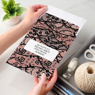 Personalized Faux Black Lace Envelope Mailers