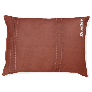 Personalized Faux Brown Stitched Leather Pet Bed