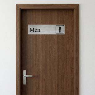 Personalized Faux Brushed Aluminum Restroom Signs Bumper Sticker