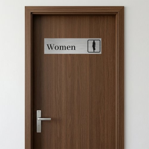 Personalized Faux Brushed Aluminum Restroom Signs Bumper Sticker
