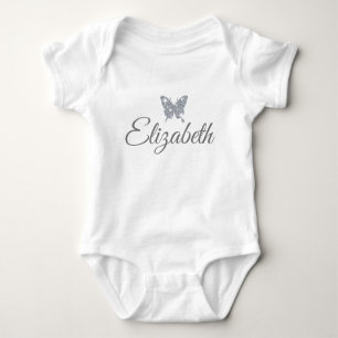 personalized faux diamond sparkle butterfly baby bodysuit