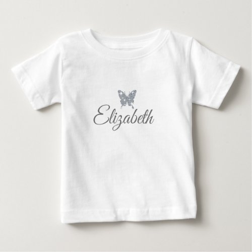 personalized faux diamond sparkle butterfly baby T_Shirt