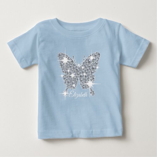 personalized faux diamond sparkle butterfly baby T_Shirt