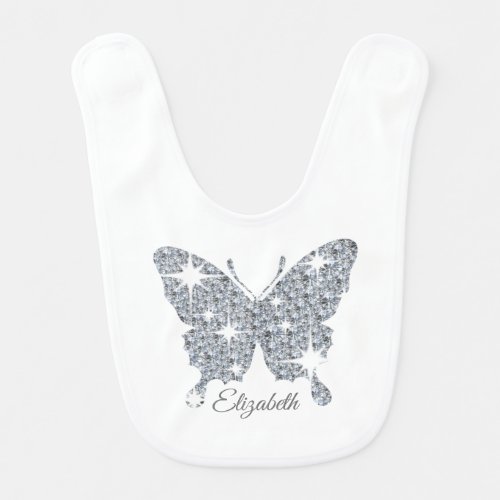 Personalized faux diamond sparkle butterfly bib