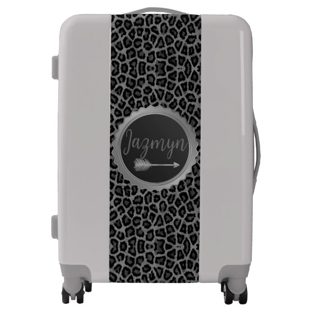 Personalized Faux Fur Leopard Luggage (Front)