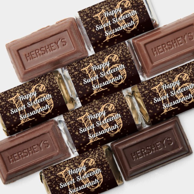 Personalized Faux Gold Confetti Sweet 16 Birthday  Hershey's Miniatures (Assorted)