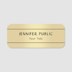 Personalized Faux Gold Elegant Modern Template Name Tag