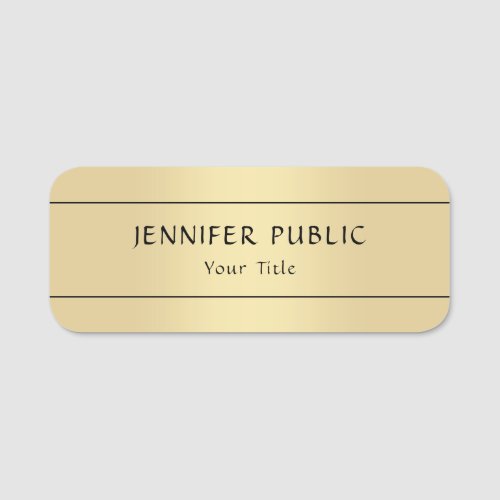 Personalized Faux Gold Elegant Modern Template Name Tag