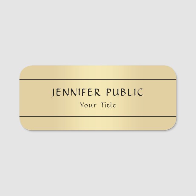 Personalized Faux Gold Elegant Modern Template Name Tag (Front)