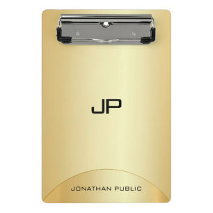 Personalized Faux Gold Elegant Monogram Template Mini Clipboard