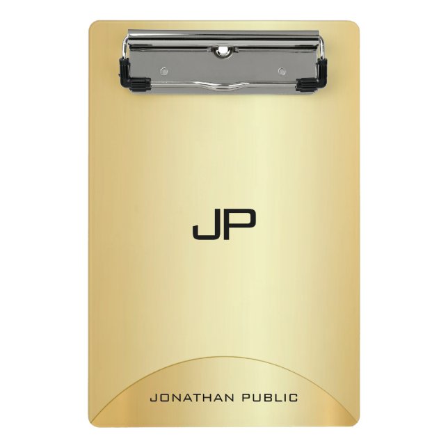 Personalized Faux Gold Elegant Monogram Template Mini Clipboard (Front)