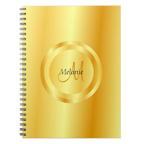 Personalized Faux Gold Elegant Template Monogram Notebook