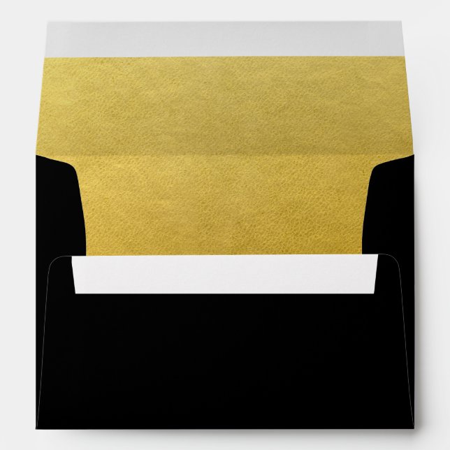 Personalized Faux Gold Foil & Black Envelope Liner (Back (Bottom))