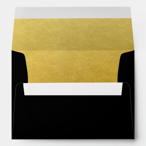Personalized Faux Gold Foil & Black Envelope Liner - Beautiful faux gold foil lined black envelope is the perfect complement for your invitations or cards.