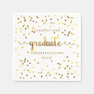Personalized Faux Gold Foil Confetti Graduation Napkins