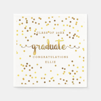 Personalized Faux Gold Foil Confetti Graduation Napkins