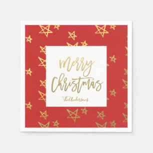 Personalized Faux Gold Foil Script Holiday Party Paper Napkins