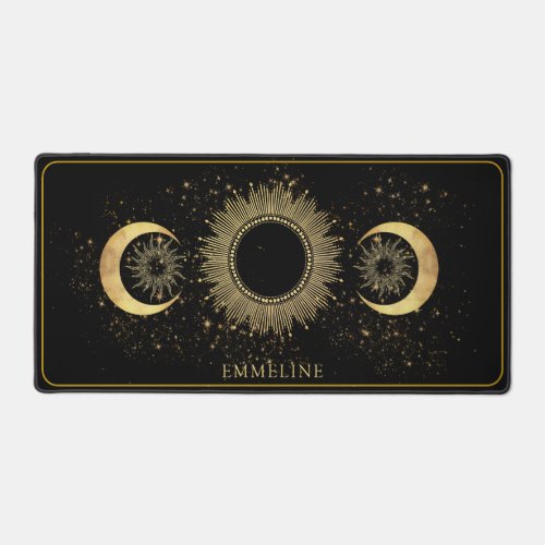 Personalized Faux Gold Foil Sun And Moons Celstial Desk Mat