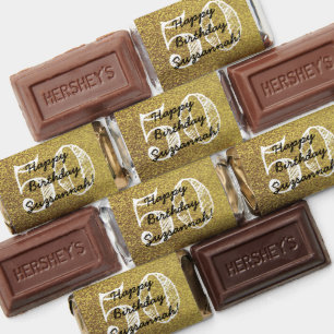Personalized Faux Gold Glitter 50th Birthday Hersh Hershey's Miniatures