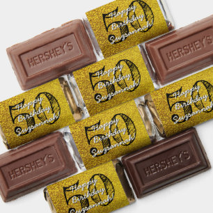 Personalized Faux Gold Glitter 50th Birthday Hershey's Miniatures