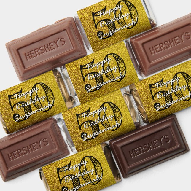 Personalized Faux Gold Glitter 50th Birthday Hershey's Miniatures (Assorted)