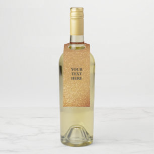 Personalized faux gold glitter print paper bottle hanger tag