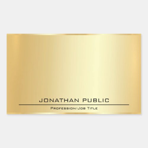 Personalized Faux Gold Metallic Look Add Text Rectangular Sticker
