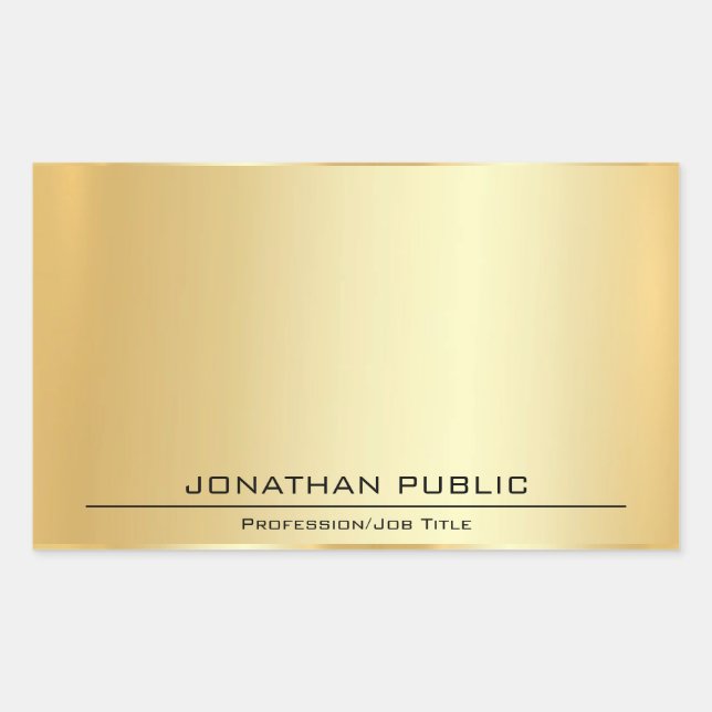 Personalized Faux Gold Metallic Look Add Text Rectangular Sticker (Front)