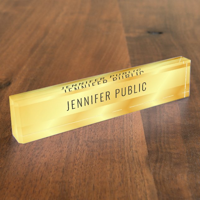Personalized Faux Gold Metallic Look Desk Name Plate (Side)