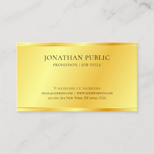 Personalized Faux Gold Metallic Look Elegant Business Card
