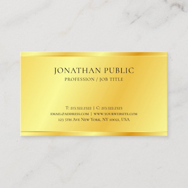 Personalized Faux Gold Metallic Look Elegant Business Card (Front)