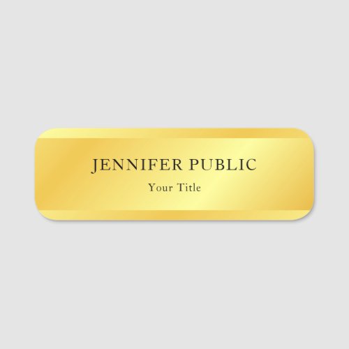 Personalized Faux Gold Metallic Look Elegant Name Tag