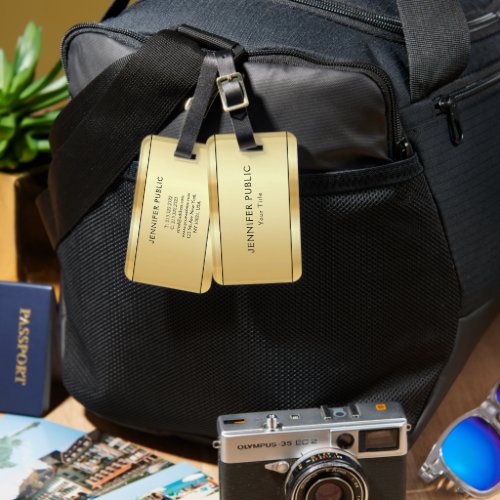 Personalized Faux Gold Modern Elegant Double Sided Luggage Tag