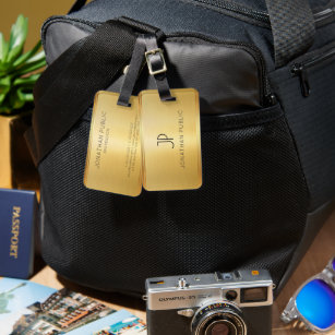 Personalized Faux Gold Modern Elegant Monogram Luggage Tag