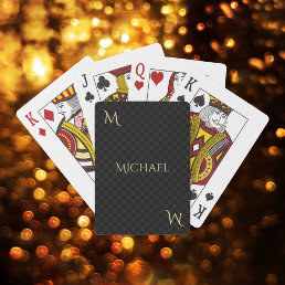 Personalized Faux Gold Monogram Name Checks Poker Playing Cards