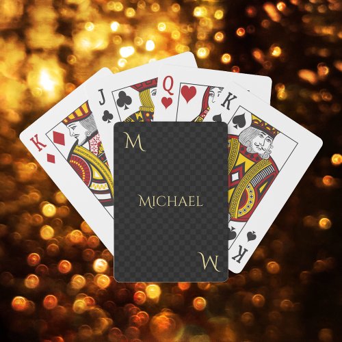 Personalized Faux Gold Monogram Name Checks Poker Playing Cards