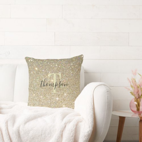 Personalized Faux Gold Speckles Throw Pillow