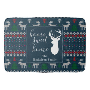 Personalized Faux Knitting Pattern Christmas Bath Mat