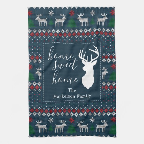 Personalized Faux Knitting Pattern Christmas Kitchen Towel