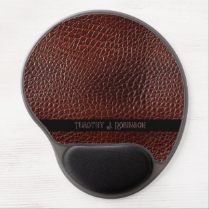 Personalized Faux Leather Brown Embossed Gel Mouse Pad
