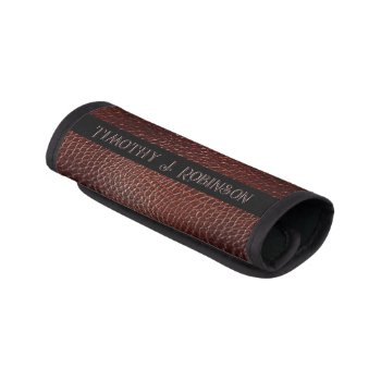 Personalized Faux Leather Brown Embossed Luggage Handle Wrap by DesignsByLolly at Zazzle