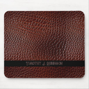 Personalized Faux Leather Brown Embossed Mouse Pad