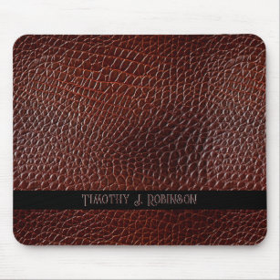 Personalized Faux Leather Brown Embossed Mouse Pad